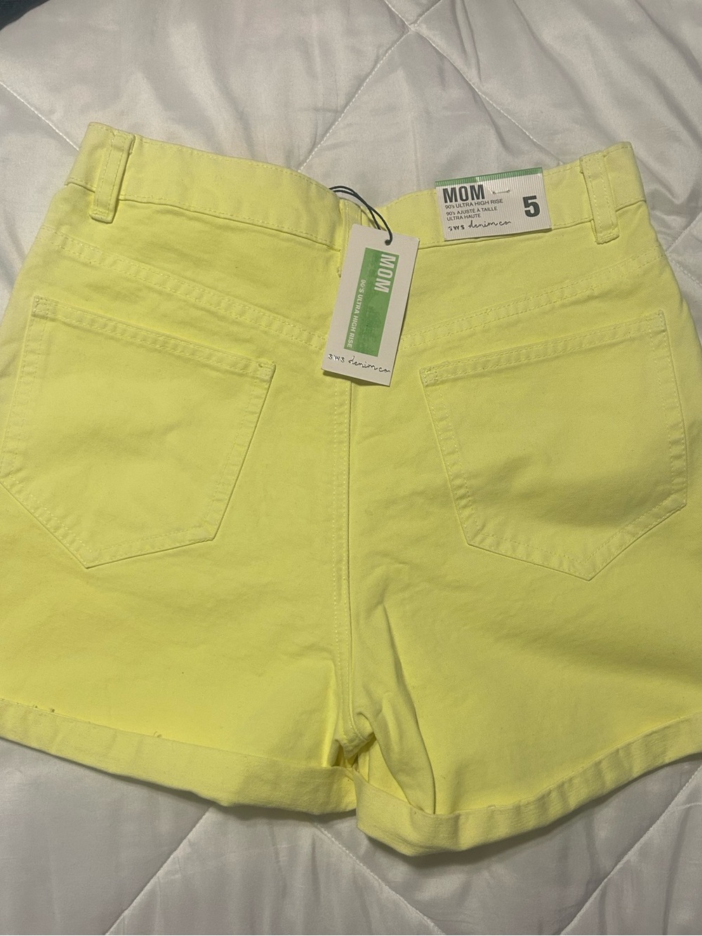 SWS-MOM High-Rise Yellow Denim Shorts